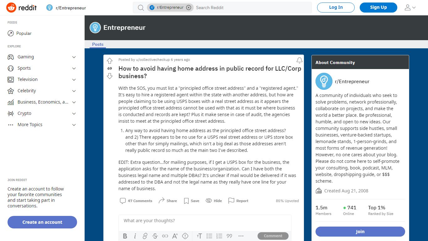 How to avoid having home address in public record for LLC/Corp ... - reddit